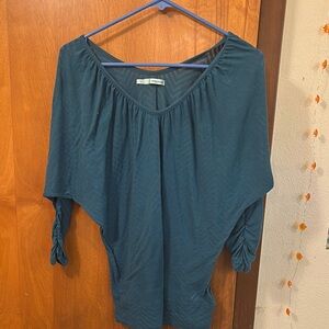 Michael Kors Deep Teal Blouse with Gathered Sleeves